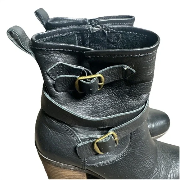 Lucky Brand Womens Western Orenzo Motorcycle Boots Black Leather Mid Calf Zip 7 - Picture 9 of 14